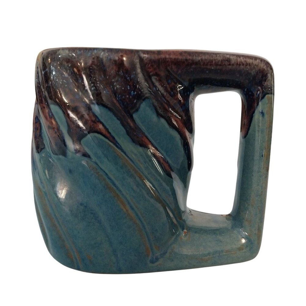 Rodolpho Padilla Mexico Drip Glaze Stoneware Coffee Mug Vintage Blue Brown